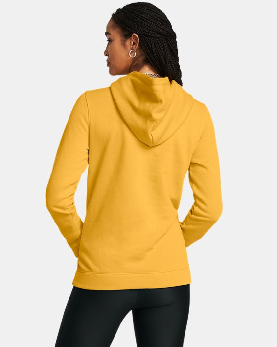 Women's UA Hustle Fleece Hoodie, Yellow, pdpMainDesktop image number 1